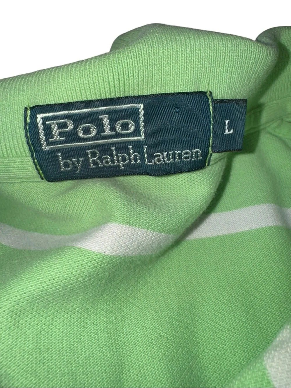 Polo Ralph Lauren Striped Polo Shirt Green White Short Sleeve Pony Logo Large